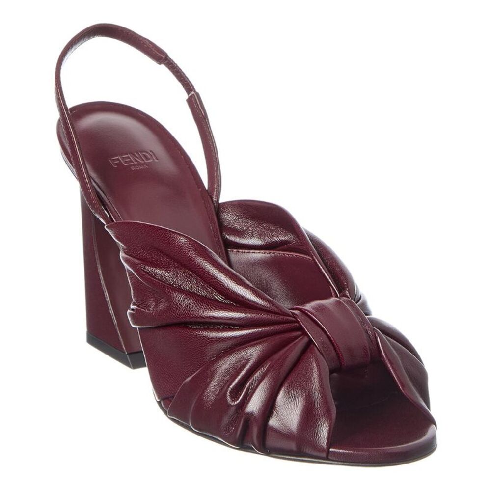 Fendi Arco Leather Slingback Sandal, Brown